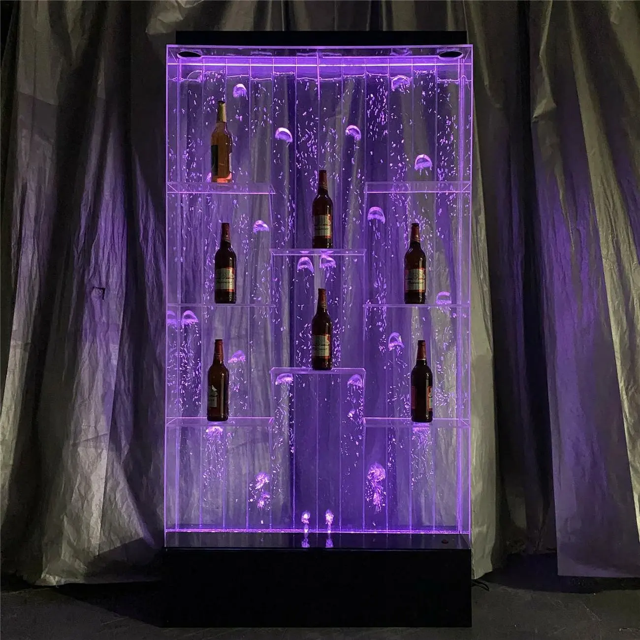 Water Fountain Home Decor Bubble Wall Water Panel LED Light Custom Made Bar Pub Aquarium Design LED Wine Shelves and Display