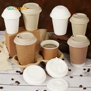 Tùy chỉnh thân thiện với môi cốc giấy bột giấy Nắp phân hủy cà phê dùng một lần nóng uống trà sữa bột Nắp