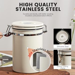 Coffee Canister with Valve & Date tracker Coffee Grounds Beans Canister Stainless Steel Airtight Coffee Canister - Product Image 4
