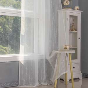 Tissu de rideau transparent à <span class=keywords><strong>motif</strong></span> rayé, translucide, 140-340 cm, pour salon, personnalisable, tissu de rideau transparent en dentelle brodée - Product Image 4