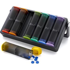 กล่องยา 7 วัน ดีไซน์ใหม่ ขายดี สีขาวดำ กล่องจัดยาประจำสัปดาห์ กล่องเก็บยาพลาสติก - Product Image 3