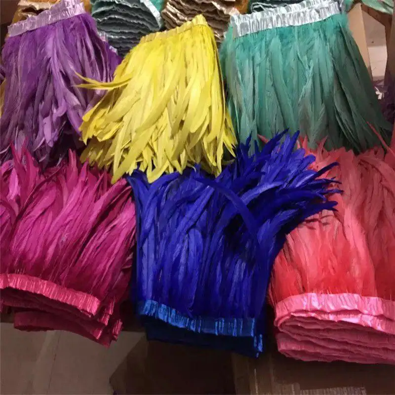 Groothandel Kip Haan Veren Trim String Voor Carnaval Kostuums