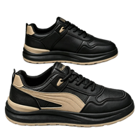 Chaussures de marche pour hommes à lacets en PU avec bordure contrastante, imperméables, à semelle compensée en caoutchouc, largeur large, pour le bureau, vente en gros