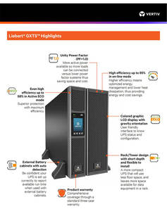 Vertiv liebert gxt5 באינטרנט <span class=keywords><strong>ups</strong></span> חד פאזי 220v 750va-20kva קיבולת מתלה עם חומצה עופרת הגנה ברק - Product Image 4