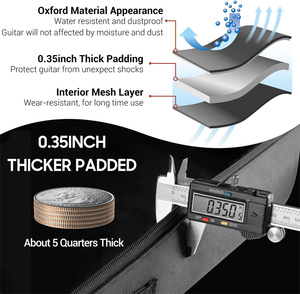 Waterproof Thick Padded Acoustic Guitar Backpack Oxford Hard Case Gig <b>Bag</b> with Instrument <b>Accessories</b> for Outdoor Performance - Product Image 3