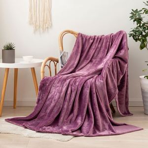Couverture en polaire 100% polyester, élégante et brodée, pour la maison ou les voyages, style uni, en flanelle pour la décoration du canapé - Product Image 1