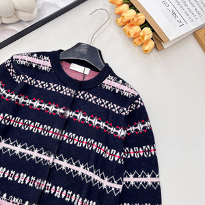 Cárdigan de punto Fair Isle para mujer, cuello redondo, con botones, manga larga, suéter para otoño e invierno, mius - Product Image 5
