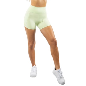 Shorts de yoga taille haute élastiques avec logo personnalisé, effet push-up, respirants et à séchage rapide en polyester/nylon – Vente en gros - Product Image 1