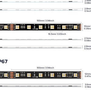 Tira de Luces LED 3000K WS2805 RGBCCT IP65 12V 24V 60 LED/M, Datos de Respaldo, IC Inteligente, Pixel Direccionable SPI - Product Image 2