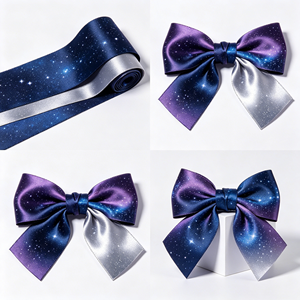 Lazo de Raso Elegante con Degradado de Nebulosa y Galaxia, Lazo Personalizado al por Mayor para Cajas de Regalo, Ropa, Decoración de Bodas y Peinados - Product Image 4