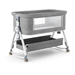 Berceau Bébé Multifonctionnel au Design Moderne, Lit Nouveau-né Portable avec Lit Queen à Coutures <span class=keywords><strong>BB</strong></span>, Berceau à Grain de Bois pour Chambre, Extérieur et Hôpital - Product Image 1