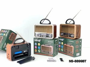 Redwingy NS-8899BT Xách Tay Cổ Điển AM FM Radio Với Â<span class=keywords><strong>m</strong></span> Thanh Stereo Loa DC Pin Lớn Powered USB AUX <span class=keywords><strong>Bluetooth</strong></span> Bằng Gỗ Đài Phát Thanh - Product Image 3