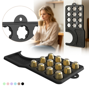 Alfombrilla para Cafetera de Cápsulas con Soporte, Organizador de Estación de Café que Ahorra Espacio, Bandeja de Almacenamiento de Cápsulas de Acceso Rápido con 12 Ranuras - Product Image 1