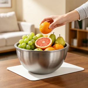 Bol mélangeur en acier inoxydable avec insert passoire, compatible lave-vaisselle, design minimaliste pour la préparation de salades, usage domestique - Product Image 6