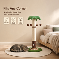 Griffoir pour chat sur pied, 88 cm de haut, avec colonne en sisal de 8 cm d'épaisseur, jouet souris en peluche et baldaquin vert pour chats OEM