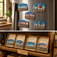 Aimant de réfrigérateur en aluminium durable de 1,3 mm, peint sur mesure, avec motif de montgolfière de Cappadocia, Turquie - Cadeau promotionnel