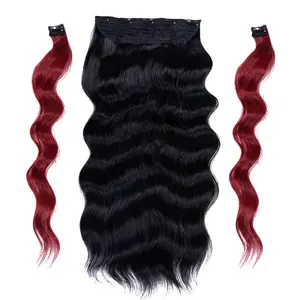 High Temperature Fiber Kinky Straight Water Wave 5 To 16 Clips In Hair Extension Curly Clip In Hair Extensions For Black Women