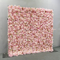 Panel de Fondo de Pared de Flores Artificiales de Seda, Rosas Rosadas Grandes, Antibacterianas, Hechas a Mano, en Rollo 3D, de 8 pies x 8 pies, para Decoración de Bodas y Eventos, Marca NINI