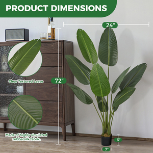 Planta Artificial del Paraíso de las Aves, Palmera del Viajero Artificial de 72 Pulgadas en Maceta, Decoración Tropical Realista para Bodas, Resistente a los Rayos UV, Plástico para Interiores - Product Image 5