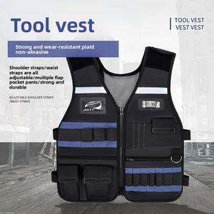 Pretina ajustable <span class=keywords><strong>Chaleco</strong></span> de utilidad al aire libre Cremallera Oxford <span class=keywords><strong>Chaleco</strong></span> de herramienta de <span class=keywords><strong>electricista</strong></span> multiusos <span class=keywords><strong>para</strong></span> el trabajo diario Cremallera Oxford - Product Image 2