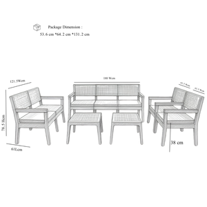 Conjunto de Muebles de Jardín de Mimbre de 4 Piezas, Resistente y de Calidad Comercial, con Cojines Gruesos y Suaves para Patio o Terraza - Product Image 2