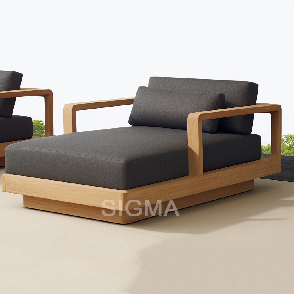 SIGMA Teak Chaise Lounge  All Weather Teak Outdoor Furniture Garden Sets Outdoor Furniture Sunbed