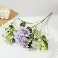 Bouquet de fleurs artificielles en soie (pivoines et roses) pour la vente en gros, idéal pour les fêtes, la maison, les mariages et les centres de table