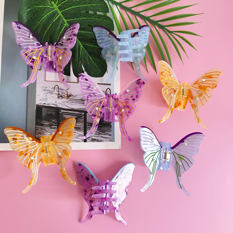 Qianjin Butterfly Acetate Hair Clips - Elegant & Customizable