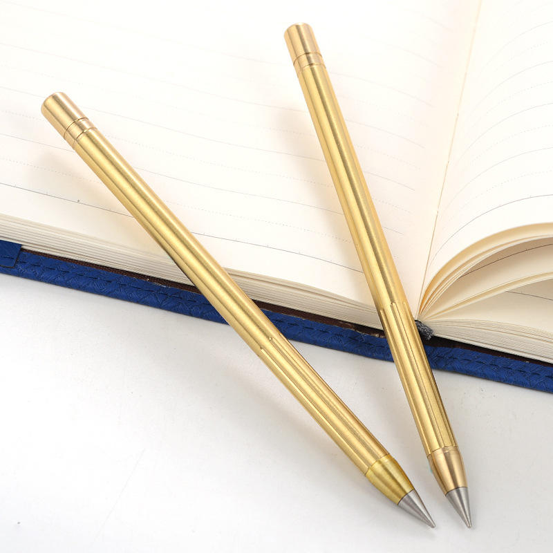 豪华黄金永恒铅笔热销金属花式生态纯黄铜直尺无墨铅笔永远笔