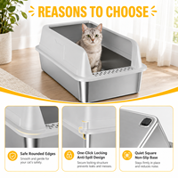 Bac à litière pour chat surdimensionné à ouverture supérieure en métal, durable, en acier inoxydable, pour les gros chats