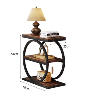 Table d'appoint moderne en <span class=keywords><strong>bois</strong></span> massif avec 3 étagères de rangement, design étroit, structure en métal noir, écologique, pour salon <span class=keywords><strong>et</strong></span> chambre à coucher - Product Image 6