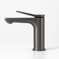 Robinet de lavabo de salle de bain gris anthracite en alliage, monotrou, pour lavabo de buanderie, avec deux flexibles de 9/16 po, poignée unique, eau chaude/froide, cartouche céramique