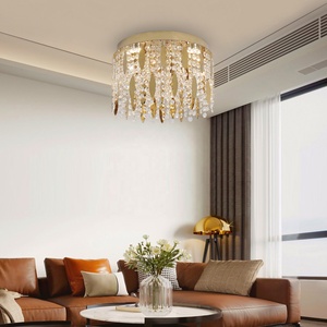 ヨーロッパの金色のクリスタル葉の天井照明 モダンSAAプラフォニエ ホテル・アパートメント用 - Product Image 4