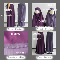 Ensemble de prière Nida Modest Eid Ramadan Khimar pour Jilbab, fait main, 2 pièces, Niqab, jupe à cordon, poches, vente en gros pour musulmans, polyester