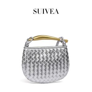 Bolso de Mano para Mujer, Diseño de Media Luna, Plateado con Diamantes, Correa Única, Moderno y a la Moda - Product Image 4