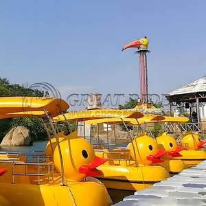 สวนน้ำสวนสนุกไฟเบอร์กลาสสัตว์การ์ตูนเป็ดภาพการออกแบบวงจรเหยียบเรือสำหรับเล่นน้ำ - Product Image 3