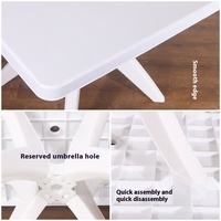 Mobilier d'extérieur Table de pique-nique carrée blanche en plastique pour jardin