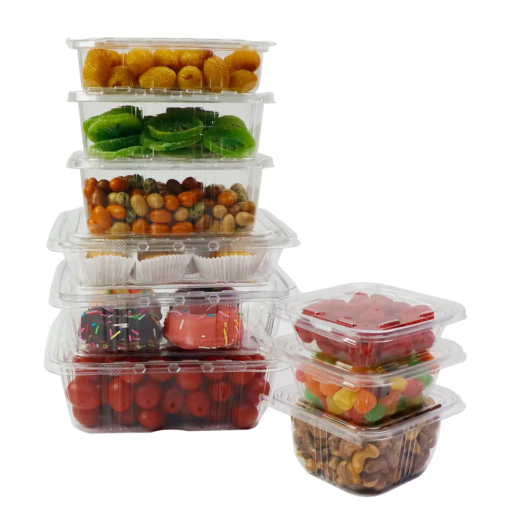 8, 16, 24, 32, 48, 64 унции, прозрачный контейнер для вскрытия крышек, устойчивый к взломам, упаковочная коробка для свежего салата, травы, фруктов, орехов, еды
