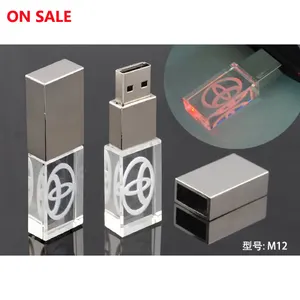 Luxury gifts customized laser logo LED light crystal USB 3.0 flash drive