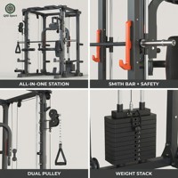 Máquina Smith Multifunción Todo en Uno, Equipo de Gimnasio Comercial para el Hogar, Soporte para Sentadillas con Torre de Poleas Doble