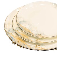 Jingdezhen Ensemble de vaisselle en céramique de luxe Combinaison légère de baguettes d'assiette de bol à usage domestique pour les festivals et les occasions spéciales