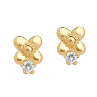 Boucles d'oreilles clous Gemnel en laiton plaqué or 18 carats et rhodium, zircon cubique, motif petite marguerite minimaliste pour femme