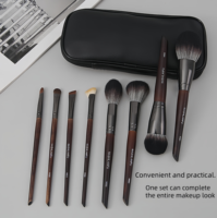 Ensemble de pinceaux de maquillage professionnels de luxe de haute qualité, 13 pièces, poils synthétiques, manche en bois, étiquette privée, logo personnalisé, noir