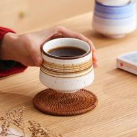 Tasse à thé en céramique de style japonais, finition rustique de haute qualité, peinte à la main avec des rayures, pour la maison, le café, l'hôtel, vente en gros
