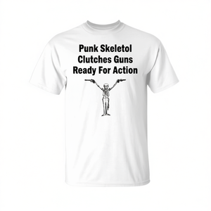 Camiseta Punk Skeleton Clutches Guns Ready For Action - Product Image 2