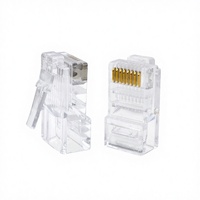 Conector RJ45 Cat6 8P8C UTP, Enchufe Ethernet con Contactos Chapados en Oro para Terminación de Cable LAN Cat5e/Cat6 (Transparente)