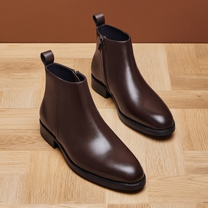 Nouvelles Bottes Chelsea Mi-mollet Décontractées et Habillées pour l'Hiver en Cuir Véritable, à Enfiler, Imperméables, Antidérapantes, Chaudes et Tendance - Product Image 5