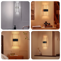 Lampe de nuit LED créative en fil d'argent, rechargeable Type-C, à commande tactile, noire et blanche, carrée, en métal, fer et acrylique
