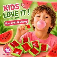 Chewing-gum en gros personnalisé saveur pastèque, bonbons gélifiés fruités en sandwich pour enfants