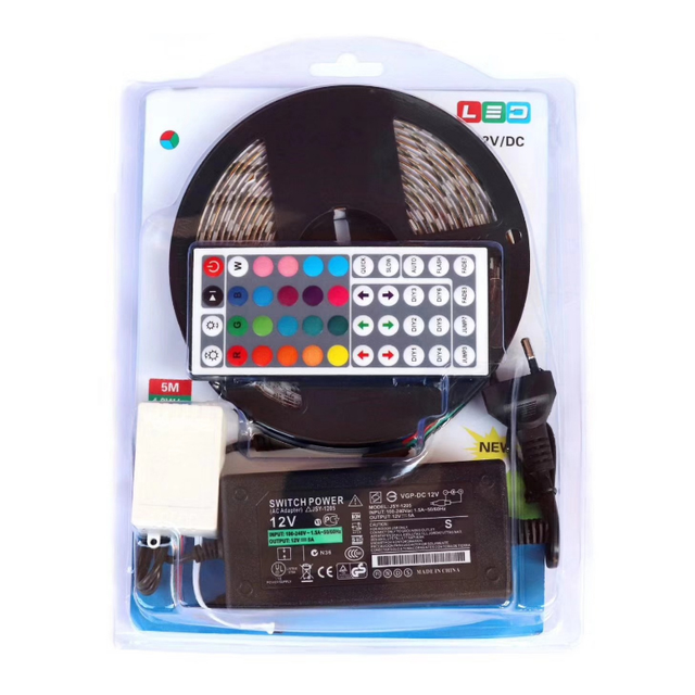 SX Factory Direct Sales 44-Key IR Remote Control 5M SMD5050 Single IP65 Waterproof Plastic LED Strip Light RGB Set for Warehouse